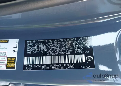 2024 Toyota Prius Xle Awd-E from USA, damaged, VIN JTDADABU6R3018898